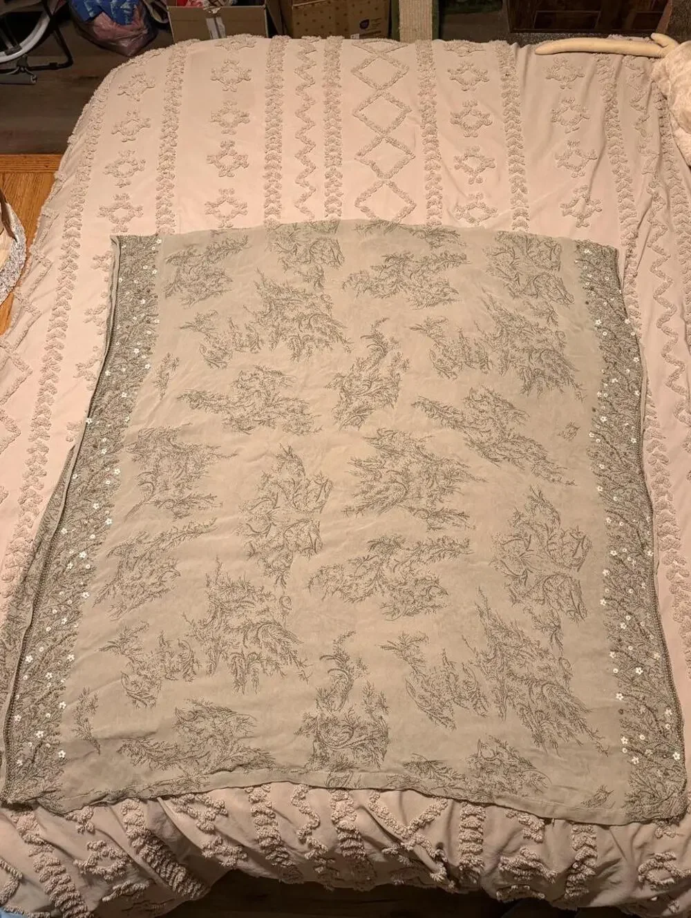 Y2k Vintage Anthropologie / Free People Earthy Boho Beaded Rayon Scarf Shawl